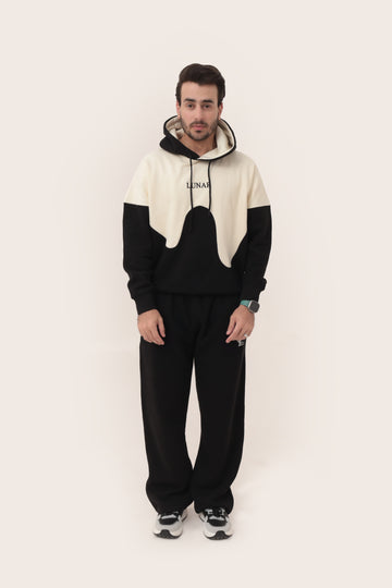 "Effortless Style with Lunar Tracksuit" wavy dripped panel hoodies,