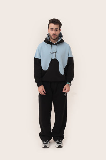 "Effortless Style with Lunar Tracksuit" wavy dripped panel hoodies,
