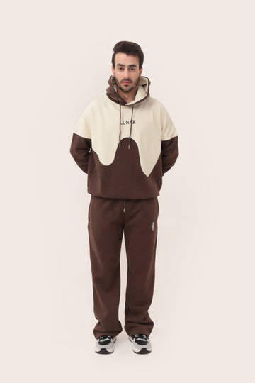 "Effortless Style with Lunar Tracksuit" wavy dripped panel hoodies,